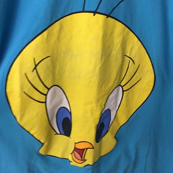 VINTAGE Tweety Shirt Dress 90s 1993 Oversized Blue - Picture 3 of 9